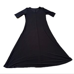 Attitudes By Renee Women’s 3/4 Sleeve Illusion Waist Flare Long Dress Black Sz L